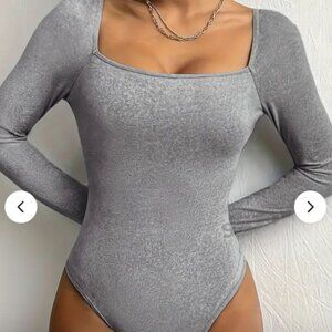 Elegant High Elastic Sleeve Square Neck Bodysuit